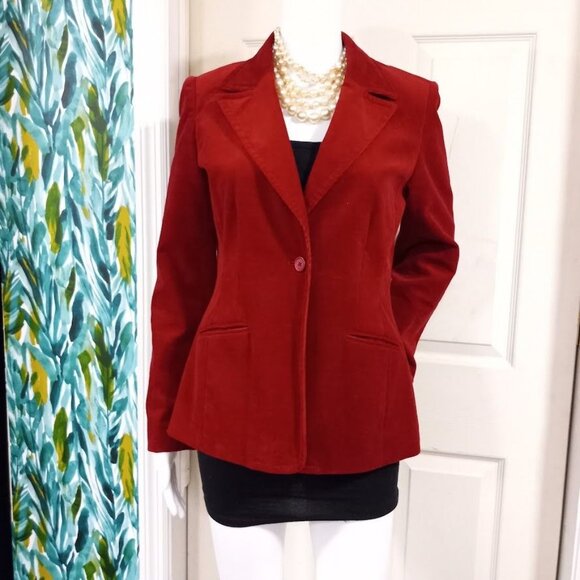 Vintage Old Navy Stretch Cordoury  Red One Button Blazer - Picture 11 of 11